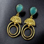 Bulk 52 Gold Plated Unique Dangler Earrings | Stone Vintage Look Jewelry for Women - "Aqua"