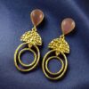 Gold plated stone dangler earrings for women