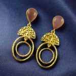 Bulk 54 Gold Plated Unique Dangler Earrings | Stone Vintage Look Jewelry for Women - "Baby Pink"