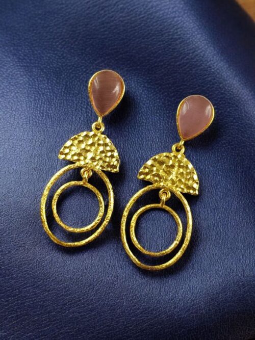 Gold plated stone dangler earrings for women