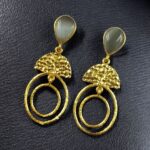 Bulk 56 Gold Plated Unique Dangler Earrings | Stone Vintage Look Jewelry for Women - "Grey"