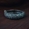 Silver replica oxidized flower kada openable bangle
