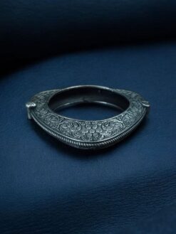 Oxidized triangle shape kada silver replica openable for women