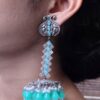Traditional silver plated stone dangler earrings for Navratri wear