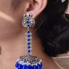 Traditional silver plated stone dangler earrings for Navratri wear