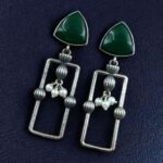 Bulk 158 Statement Geometric Dangler Earrings with Pearl Work | Antique Silver Finish Oxidized Unique Jewelry - "Green"
