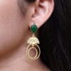 Gold Plated Unique Dangler Earrings | Stone Vintage Look Jewelry for Women 20 Gold plated stone dangler earrings for women