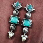 Bulk 144 Antique Silver Look Lotus Earrings | Ethnic Stud Stone & Pearl Detailing Perfect Gift For Her - "Mint"