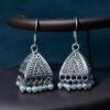 Beautiful German Silver Oxidized Pyramid Shape Earrings with Pearl Work