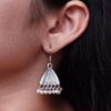 Beautiful German Silver Oxidized Pyramid Shape Earrings with Pearl Work