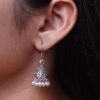 Handcrafted oxidized German silver floral art jhumki earrings with pearl work