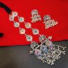 German Silver Peacock Necklace with adjustable thread and stone work.