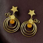 Bulk 108 Unique Design Star Earrings | Gold Plated Geometric Stone Dangler Jewelry Gift For Her - "Yellow"