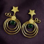 Bulk 110 Unique Design Star Earrings | Gold Plated Geometric Stone Dangler Jewelry Gift For Her - "Green"