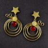 Unique Design Star Earrings | Gold Plated Geometric Stone Dangler Jewelry Gift For Her 16 Gold plated star earrings with geometric stone dangler design.