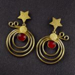 Bulk 114 Unique Design Star Earrings | Gold Plated Geometric Stone Dangler Jewelry Gift For Her - "Red"