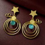Bulk 116 Unique Design Star Earrings | Gold Plated Geometric Stone Dangler Jewelry Gift For Her - "Aqua"
