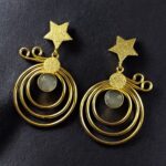Bulk 118 Unique Design Star Earrings | Gold Plated Geometric Stone Dangler Jewelry Gift For Her - "Grey"
