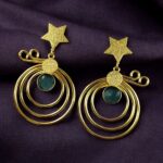 Bulk 122 Unique Design Star Earrings | Gold Plated Geometric Stone Dangler Jewelry Gift For Her - "Blue"