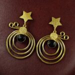Bulk 124 Unique Design Star Earrings | Gold Plated Geometric Stone Dangler Jewelry Gift For Her - "Black"