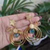 Unique Design Star Earrings | Gold Plated Geometric Stone Dangler Jewelry Gift For Her 12 Gold plated star earrings with geometric stone dangler design.