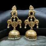 Bulk 104 Unique Gold Plated Bird Dangler Earrings | Ethnic Stone & Pearl Work Beautiful Jewelry For Girls - "White"