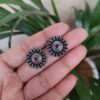Silver replica flower stud earrings with stone design for daily wear.