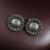 Silver replica flower stud earrings with stone design for daily wear.
