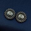 Silver replica flower stud earrings with stone design for daily wear.
