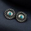 Silver replica flower stud earrings with stone design for daily wear.
