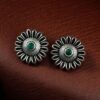 Silver replica flower stud earrings with stone design for daily wear.