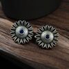Silver replica flower stud earrings with stone design for daily wear.