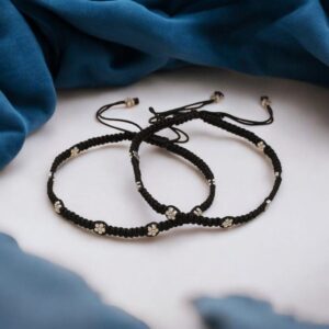 Elegant Adjustable Thread German Silver Flower Charm Anklets | Traditional Ethnic Best Jewelry