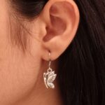 Unique German Silver Butterfly Dangler Earrings | Oxidized Hook Vintage Jewelry