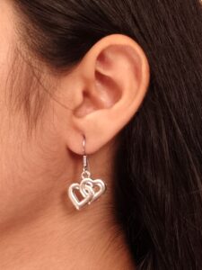 Trendy Oxidized Heart Earrings | German Silver Hook Dangler Perfect Gift For Her