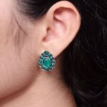 Silver Replica Daily Wear Stud Earrings | Stone Work Beautiful Jewelry for Girls