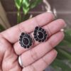 Silver replica stud earrings with stone work for daily wear.