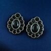 Silver replica stud earrings with stone work for daily wear.
