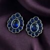Silver replica stud earrings with stone work for daily wear.