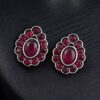 Silver replica stud earrings with stone work for daily wear.