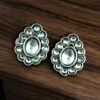 Silver replica stud earrings with stone work for daily wear.