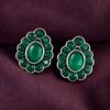Silver replica stud earrings with stone work for daily wear.