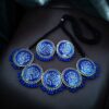 Traditional floral art necklace set with ghungroo and adjustable thread.