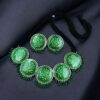 Traditional floral art necklace set with ghungroo and adjustable thread.