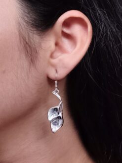 Oxidized German Silver unique Leaf Earrings Hook Dangler for Women