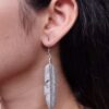 Oxidised feather design earrings German silver for women.