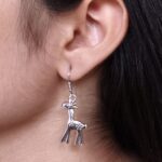 Oxidized Giraffe Design Earrings | German Silver Animal Style Dangler Special Jewelry for Girls