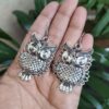 Unique owl design German silver vintage look earrings.