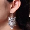 Unique owl design earrings German silver vintage look.