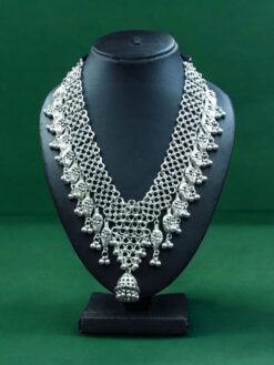 German silver unique necklace with adjustable thread and ghungroo design.